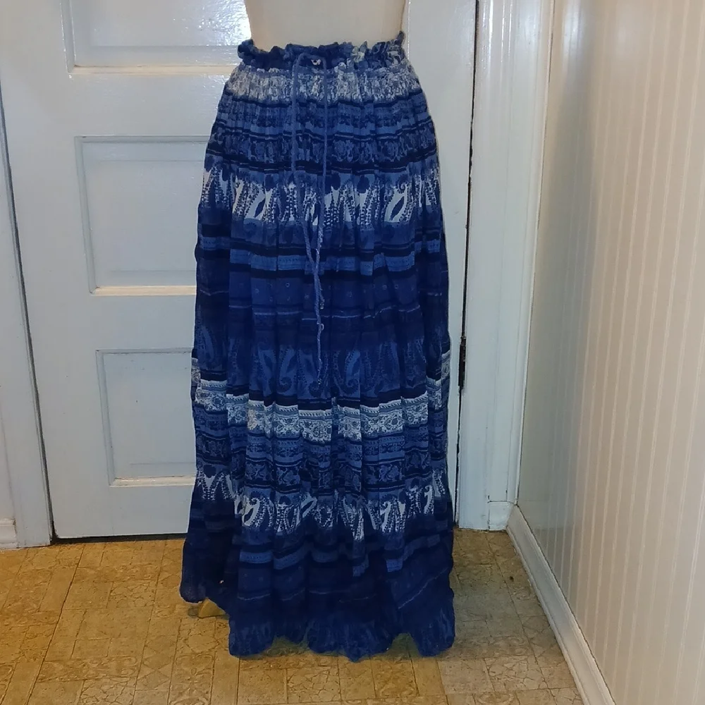 Vintage Navy and White Maxi Skirt